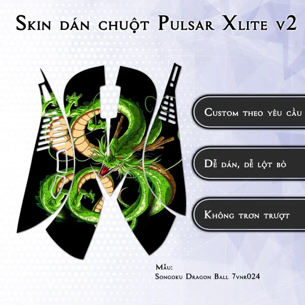 Skin dán chuột Pulsar Xlite Wireless v2 mẫu Songoku Dragon Ball 7vnr024