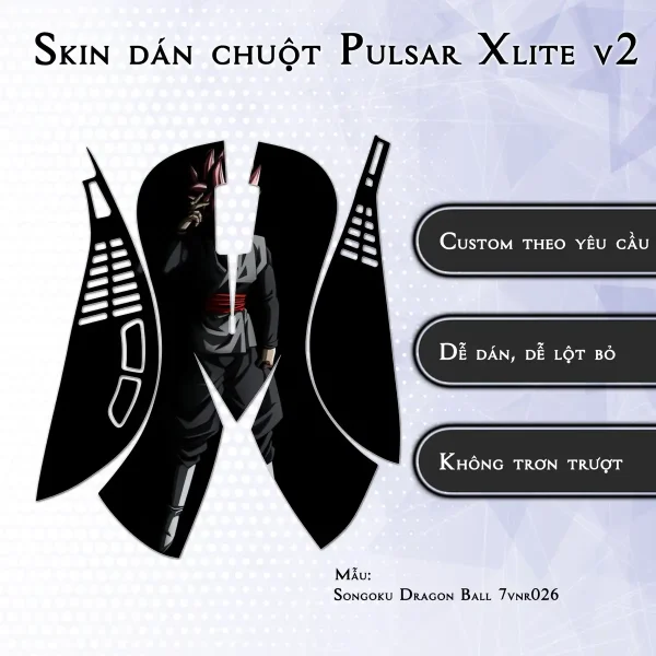 Skin dán chuột Pulsar Xlite Wireless v2 mẫu Songoku Dragon Ball 7vnr026
