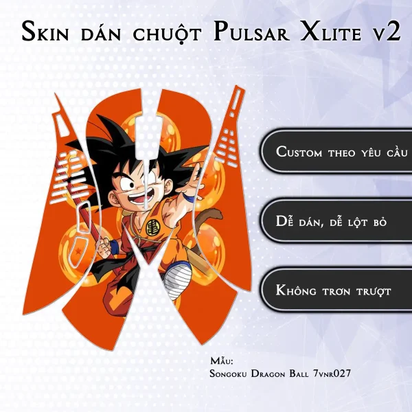 Skin dán chuột Pulsar Xlite Wireless v2 mẫu Songoku Dragon Ball 7vnr027