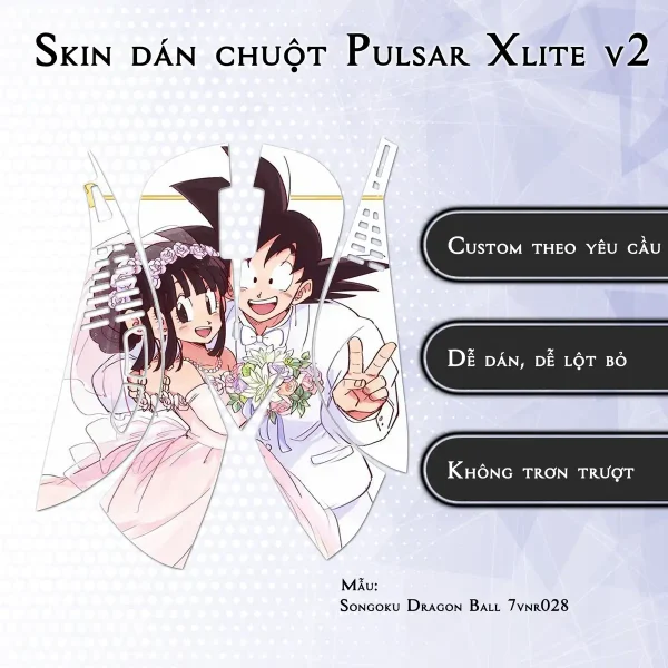Skin dán chuột Pulsar Xlite Wireless v2 mẫu Songoku Dragon Ball 7vnr028