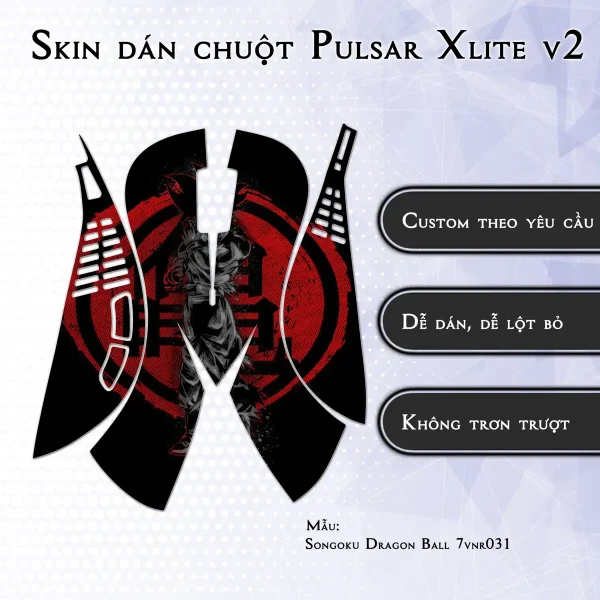 Skin dán chuột Pulsar Xlite Wireless v2 mẫu Songoku Dragon Ball 7vnr031