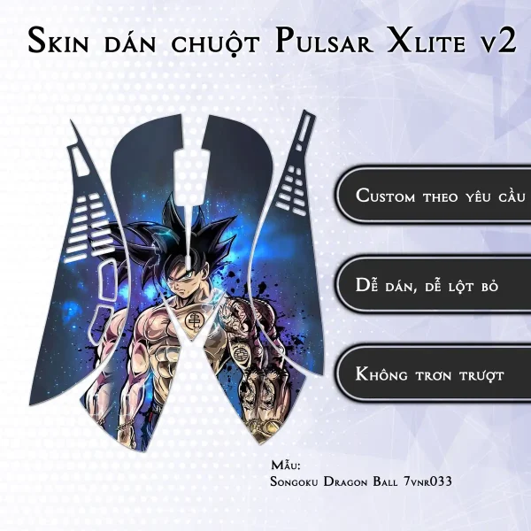Skin dán chuột Pulsar Xlite Wireless v2 mẫu Songoku Dragon Ball 7vnr033
