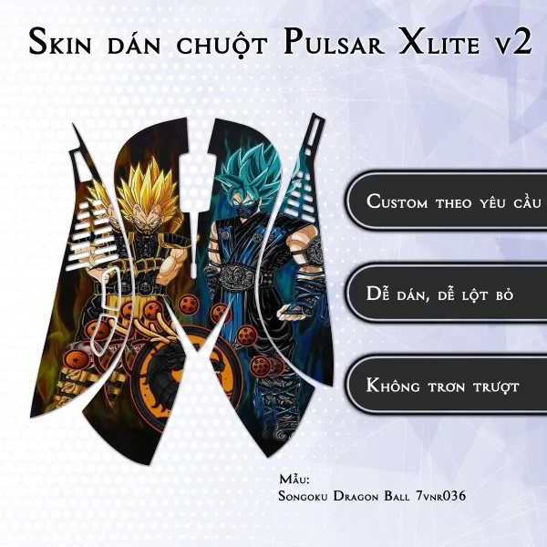 Skin dán chuột Pulsar Xlite Wireless v2 mẫu Songoku Dragon Ball 7vnr036