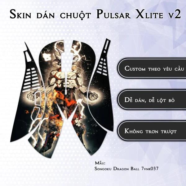 Skin dán chuột Pulsar Xlite Wireless v2 mẫu Songoku Dragon Ball 7vnr037