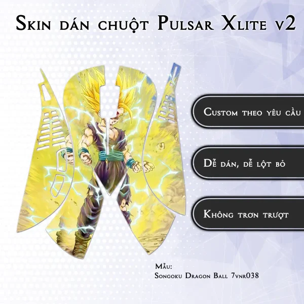 Skin dán chuột Pulsar Xlite Wireless v2 mẫu Songoku Dragon Ball 7vnr038