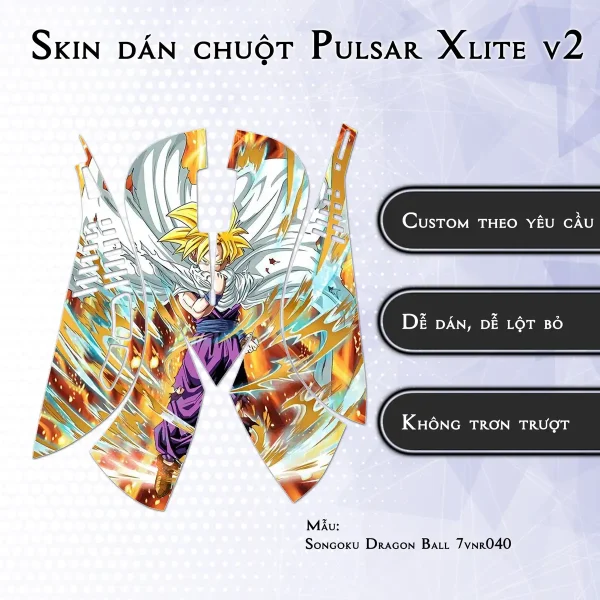 Skin dán chuột Pulsar Xlite Wireless v2 mẫu Songoku Dragon Ball 7vnr040