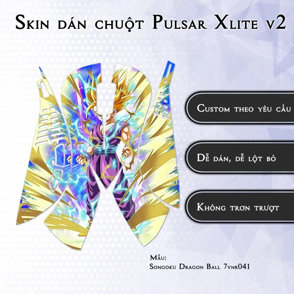 Skin dán chuột Pulsar Xlite Wireless v2 mẫu Songoku Dragon Ball 7vnr041
