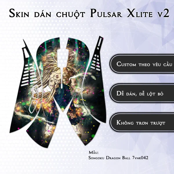 Skin dán chuột Pulsar Xlite Wireless v2 mẫu Songoku Dragon Ball 7vnr042