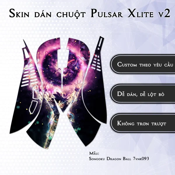 Skin dán chuột Pulsar Xlite Wireless v2 mẫu Songoku Dragon Ball 7vnr093