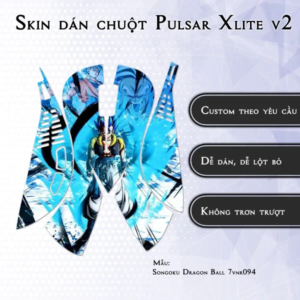 Skin dán chuột Pulsar Xlite Wireless v2 mẫu Songoku Dragon Ball 7vnr094