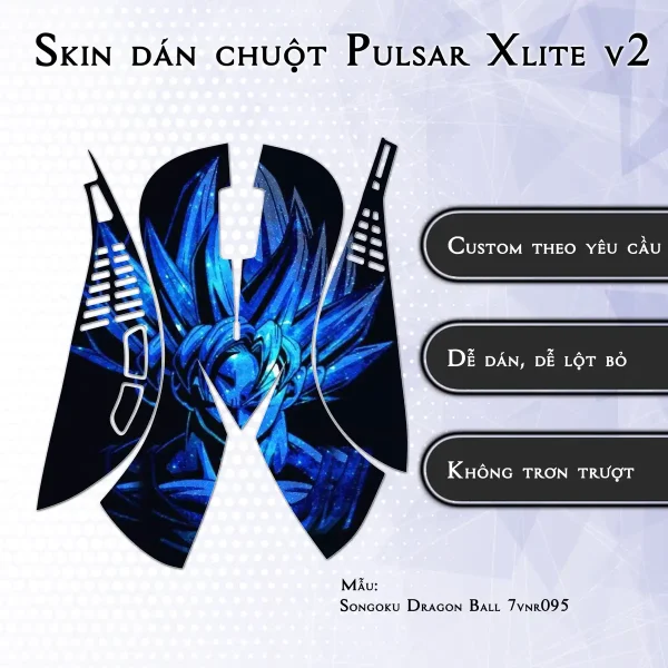 Skin dán chuột Pulsar Xlite Wireless v2 mẫu Songoku Dragon Ball 7vnr095