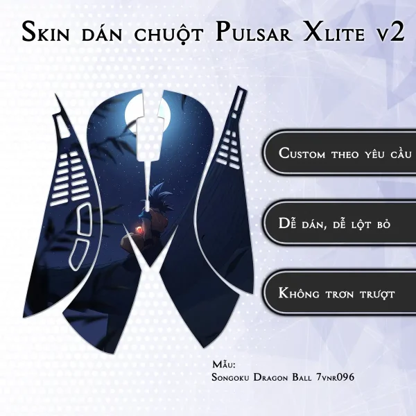 Skin dán chuột Pulsar Xlite Wireless v2 mẫu Songoku Dragon Ball 7vnr096