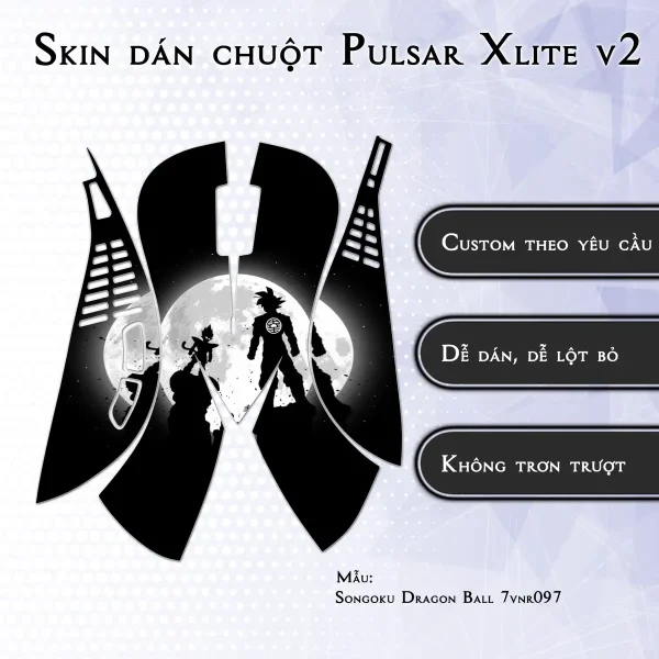 Skin dán chuột Pulsar Xlite Wireless v2 mẫu Songoku Dragon Ball 7vnr097
