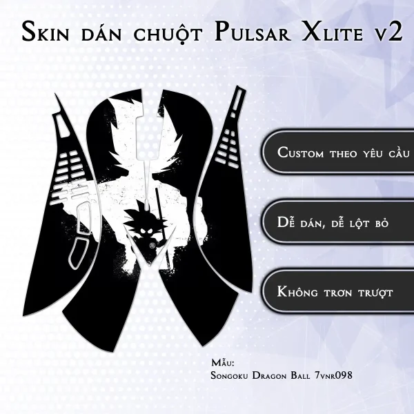 Skin dán chuột Pulsar Xlite Wireless v2 mẫu Songoku Dragon Ball 7vnr098