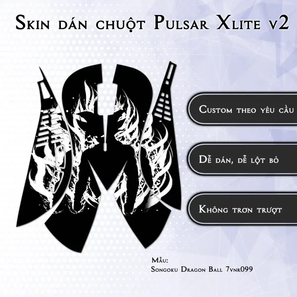 Skin dán chuột Pulsar Xlite Wireless v2 mẫu Songoku Dragon Ball 7vnr099