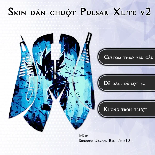 Skin dán chuột Pulsar Xlite Wireless v2 mẫu Songoku Dragon Ball 7vnr101