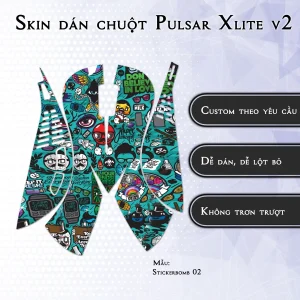 Skin dán chuột Pulsar Xlite Wireless v2 mẫu Stickerbomb 02