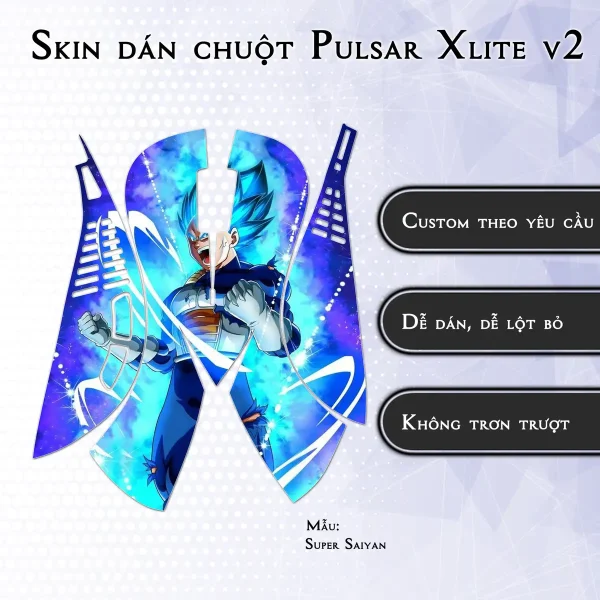 Skin dán chuột Pulsar Xlite Wireless v2 mẫu Super Saiyan