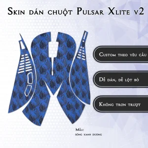 Skin dán chuột Pulsar Xlite Wireless v2 mẫu sóng xanh dương