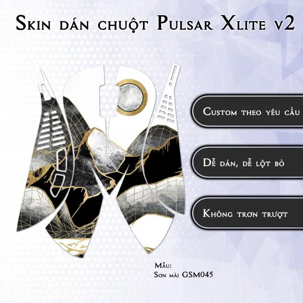 Skin dán chuột Pulsar Xlite Wireless v2 mẫu Sơn mài GSM045