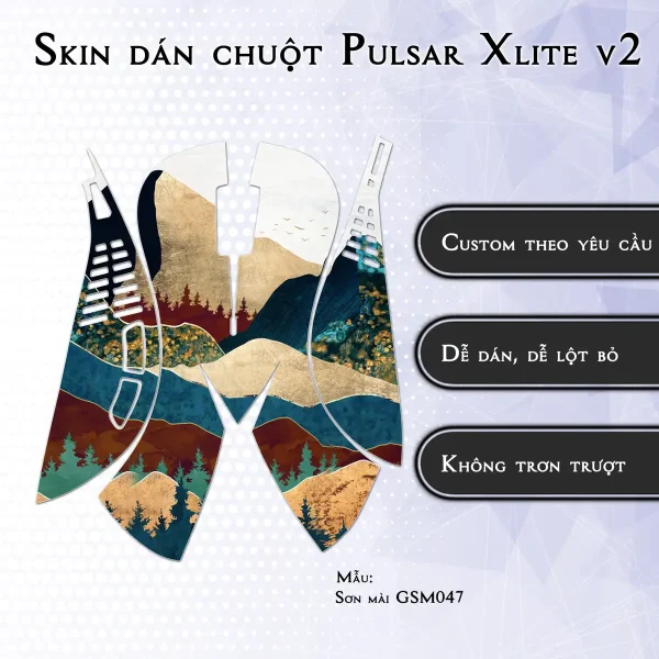 Skin dán chuột Pulsar Xlite Wireless v2 mẫu Sơn mài GSM047