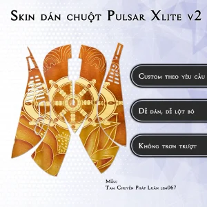 Skin dán chuột Pulsar Xlite Wireless v2 mẫu Tam Chuyển Pháp Luân lsm067