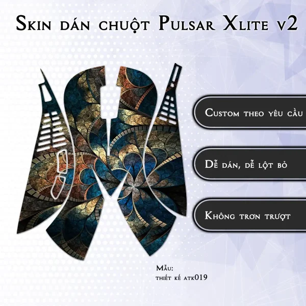 Skin dán chuột Pulsar Xlite Wireless v2 mẫu thiết kế atk019