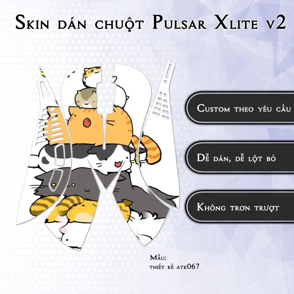 Skin dán chuột Pulsar Xlite Wireless v2 mẫu thiết kế atk067