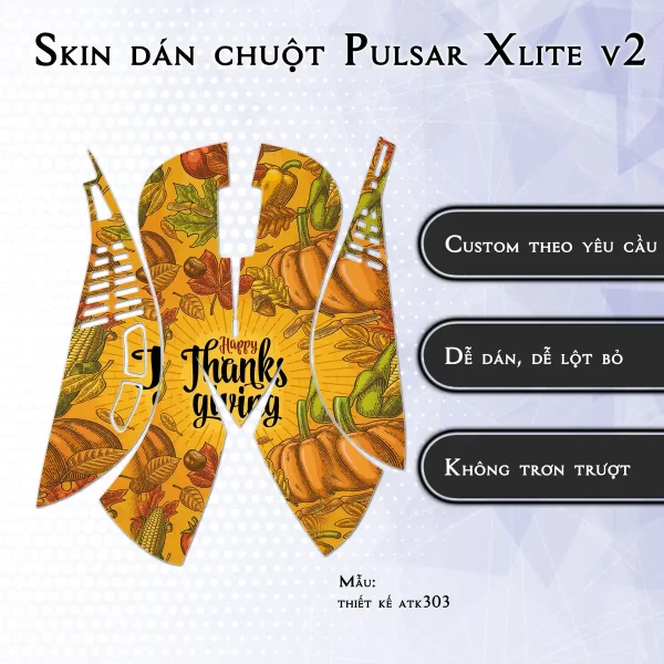Skin dán chuột Pulsar Xlite Wireless v2 mẫu thiết kế atk303