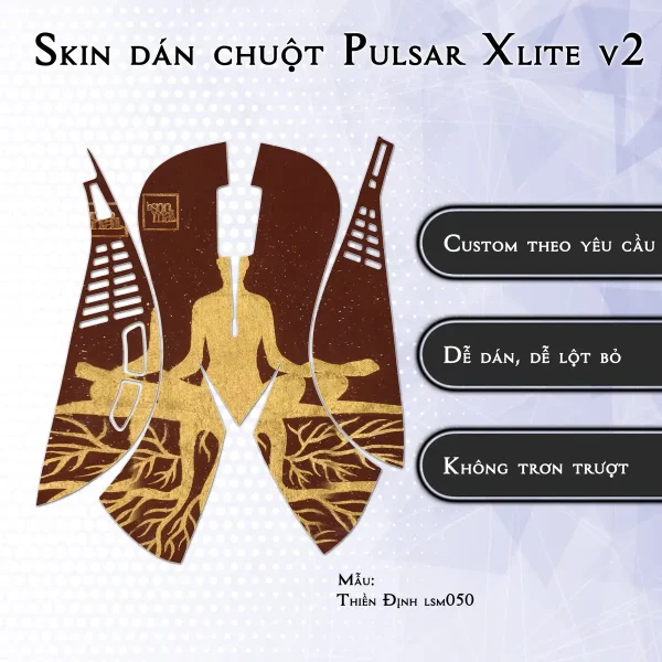 Skin dán chuột Pulsar Xlite Wireless v2 mẫu Thiền Định lsm050