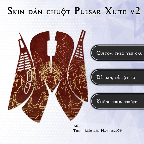 Skin dán chuột Pulsar Xlite Wireless v2 mẫu Thánh Mẫu Liễu Hạnh lsm059