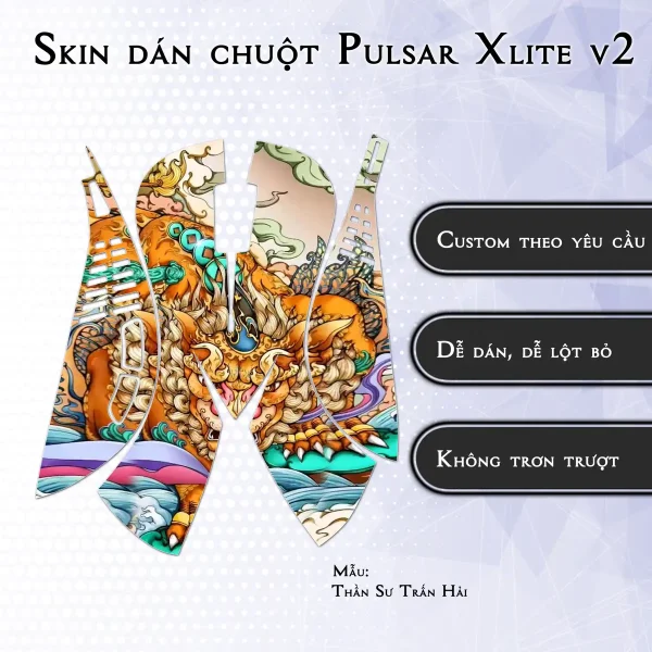 Skin dán chuột Pulsar Xlite Wireless v2 mẫu Thần Sư Trấn Hải