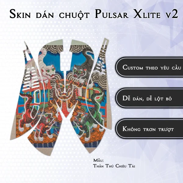 Skin dán chuột Pulsar Xlite Wireless v2 mẫu Thần Thú Chiêu Tài