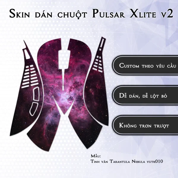 Skin dán chuột Pulsar Xlite Wireless v2 mẫu Tinh vân Tarantula Nebula vutr010