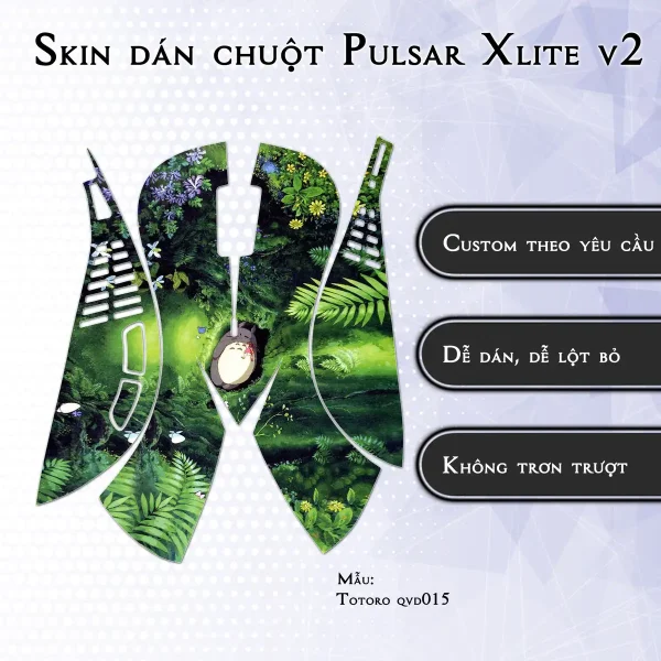 Skin dán chuột Pulsar Xlite Wireless v2 mẫu Totoro qvd015