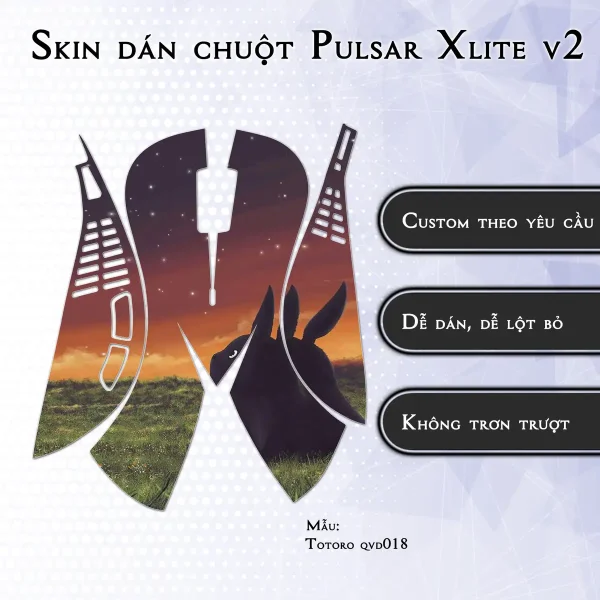 Skin dán chuột Pulsar Xlite Wireless v2 mẫu Totoro qvd018