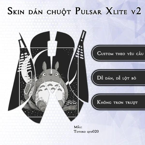 Skin dán chuột Pulsar Xlite Wireless v2 mẫu Totoro qvd020