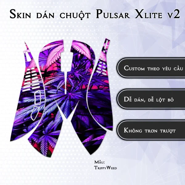 Skin dán chuột Pulsar Xlite Wireless v2 mẫu TrippyWeed