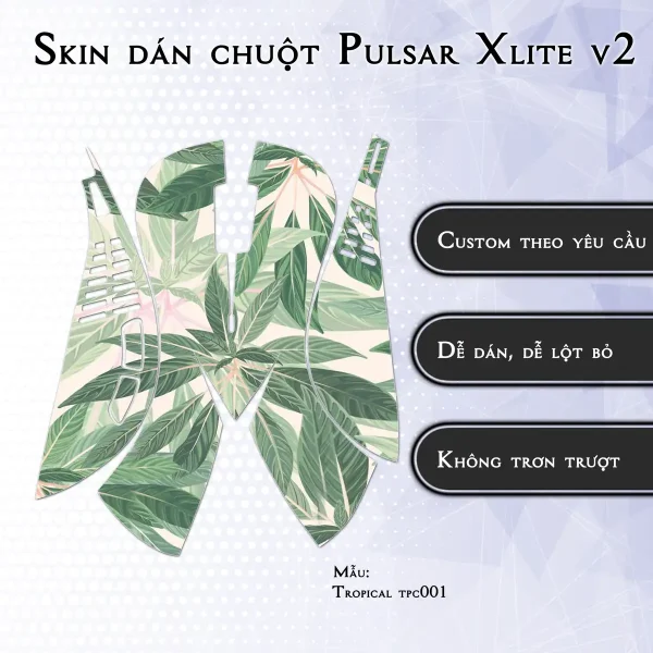 Skin dán chuột Pulsar Xlite Wireless v2 mẫu Tropical tpc001