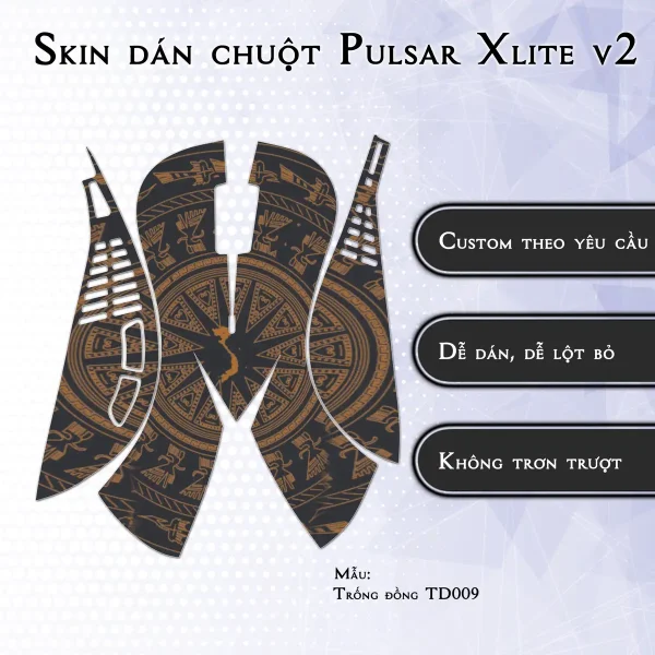 Skin dán chuột Pulsar Xlite Wireless v2 mẫu Trống đồng TD009