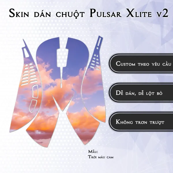 Skin dán chuột Pulsar Xlite Wireless v2 mẫu Trời màu cam