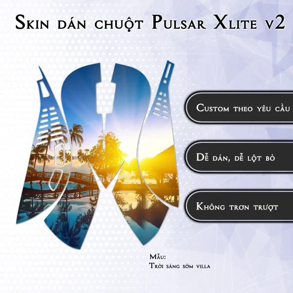 Skin dán chuột Pulsar Xlite Wireless v2 mẫu Trời sáng sớm villa