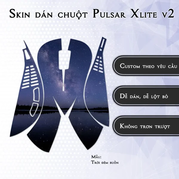 Skin dán chuột Pulsar Xlite Wireless v2 mẫu Trời đêm buồn