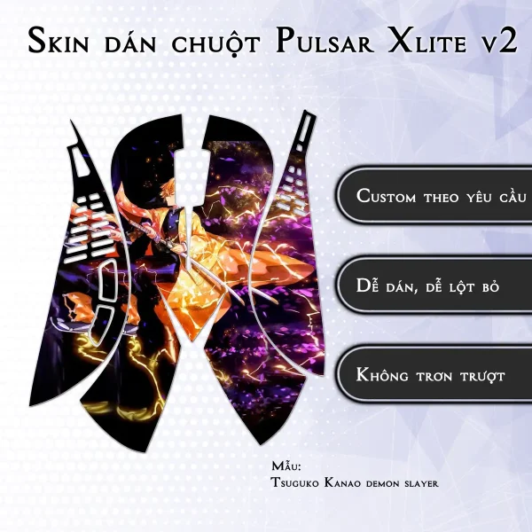Skin dán chuột Pulsar Xlite Wireless v2 mẫu Tsuguko Kanao demon slayer