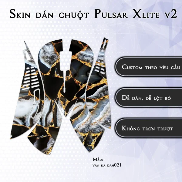 Skin dán chuột Pulsar Xlite Wireless v2 mẫu vân đá dah021