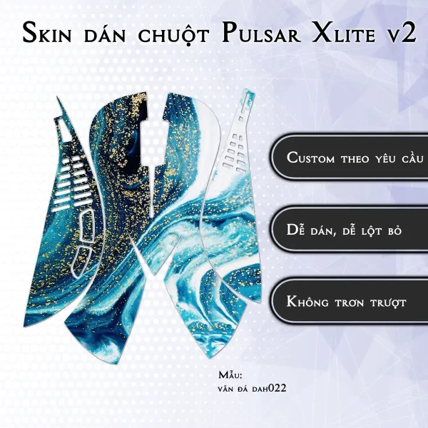 Skin dán chuột Pulsar Xlite Wireless v2 mẫu vân đá dah022