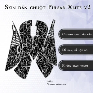 Skin dán chuột Pulsar Xlite Wireless v2 mẫu X-cross trắng đen