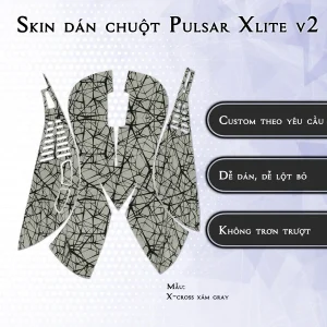 Skin dán chuột Pulsar Xlite Wireless v2 mẫu X-cross xám gray
