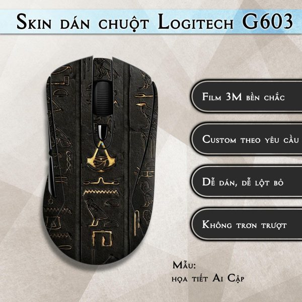 Skin dán chuột Logitech G603 mẫu họa tiết Ai Cập