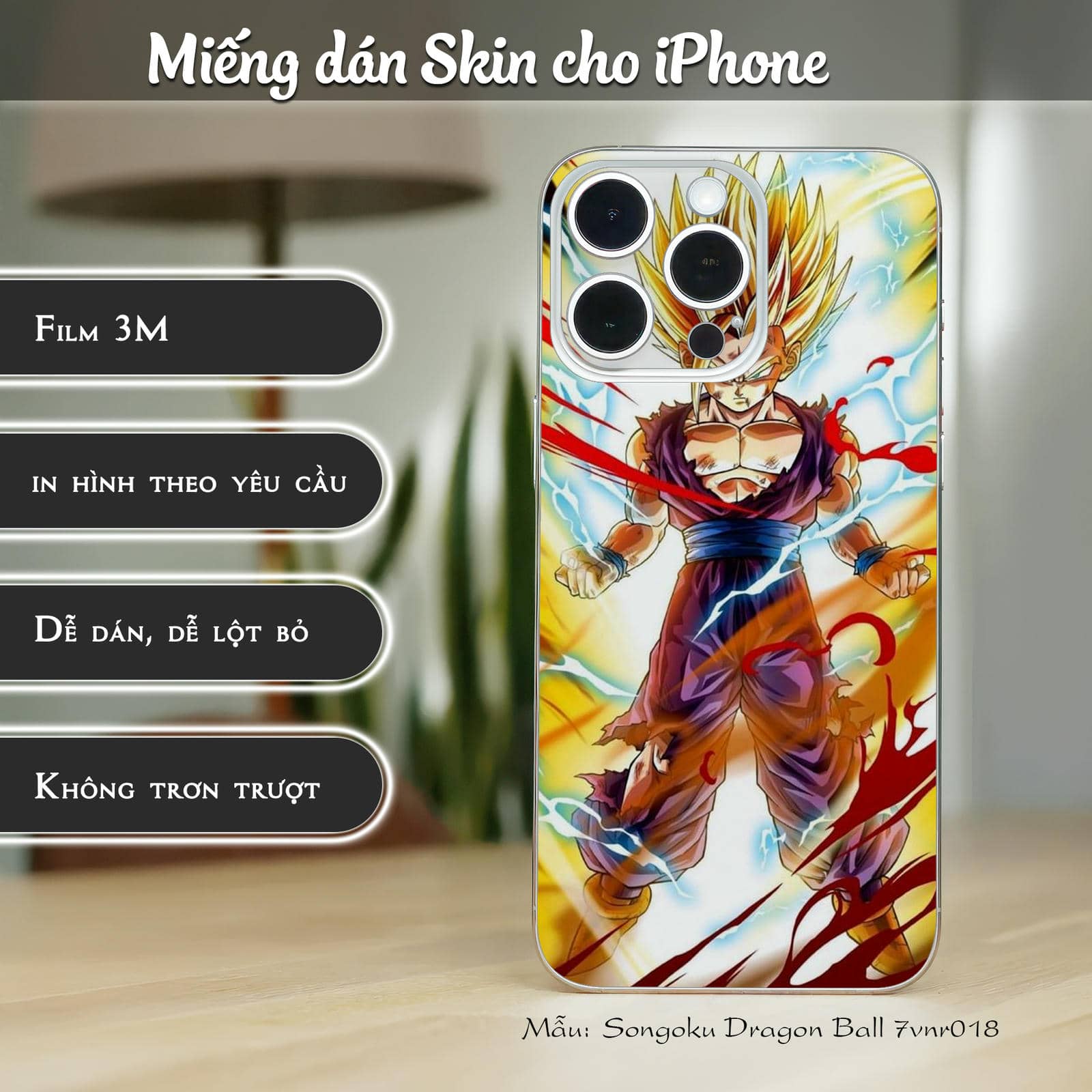 Skin dán điện thoại iPhone mẫu Songoku Dragon Ball 7vnr018 a505-skin-dan-dien-thoai-iphone